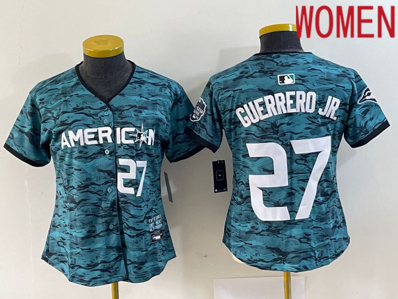 Women Toronto Blue Jays #27 Guerrero jr American League Nike Green 2023 MLB All Star Jersey